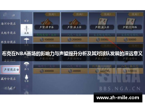 布克在NBA赛场的影响力与声望提升分析及其对球队发展的深远意义