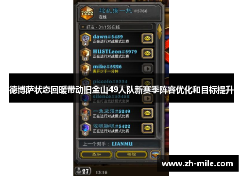 德博萨状态回暖带动旧金山49人队新赛季阵容优化和目标提升 德博萨状态回暖带动旧金山49人队新赛季阵容优化和目标提升